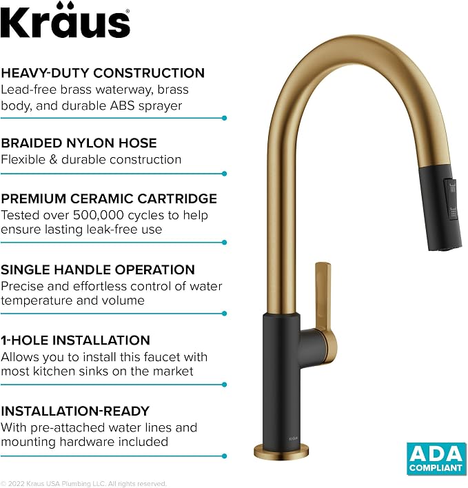 KRAUS Oletto High-Arc Single Handle Pull-Down Kitchen Sink Faucets in Brushed - Image 10
