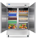 54" Commercial Refrigerator with 2 Solid Door, 49 Cu.ft Reach-in Stainless Steel Refrigerator, Fan Cooling Refrigerator for Restaurant, Bar, Home, Shop