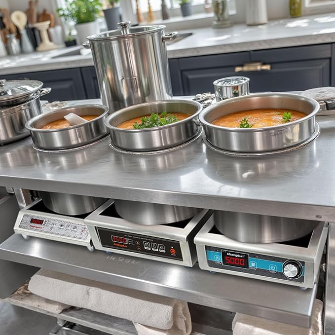 3500W Commercial Induction Cooktop, 240V Single Induction Burner with 18-Hour Timer, High-Efficiency Induction Heater for Restaurant & Catering