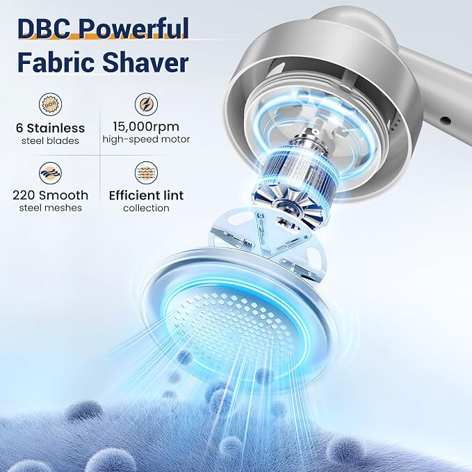 DBC Fabric Shaver Lint Remover for Clothes, Couch & Furniture | 6-Leaf Blade - Image 3