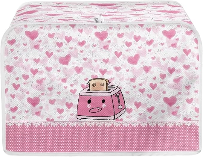 UNICEU Pink Cartoon Toaster - 2 Slice Quilted Toaster with Dust-proof Cover for Kitchen Appliances