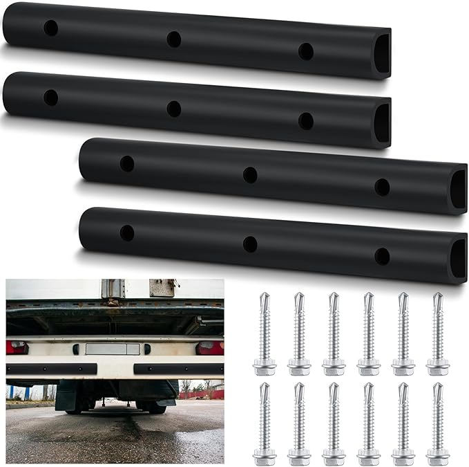 4 Pcs 2090616-2 20 Inch Universal Rubber Bumper Strip Durable D Shaped Rubber Bumpers Extruded Guard Protector Dock Bumpers with Installation Accessories for Truck Equipment and Delivery Bays