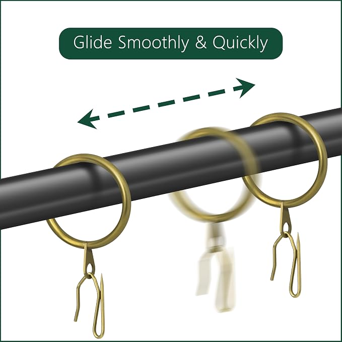 60Pcs 32mm Internal Diameter Curtain Rings and Curtain Drapery Pin Hooks | - Image 6