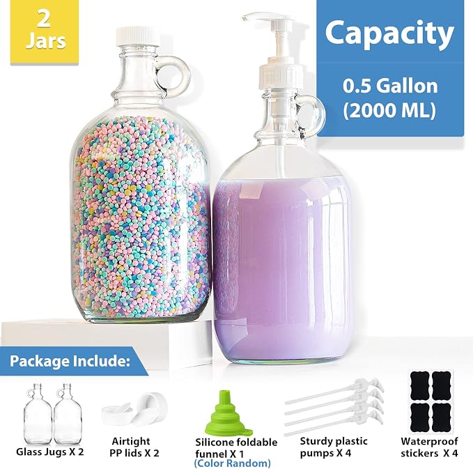 2 Pcs Glass Liquid Laundry Detergent Dispenser, Half Gallon Soap Dispenser - Image 5
