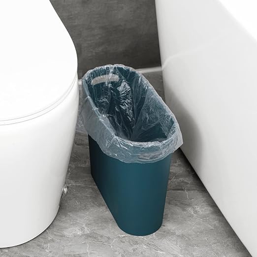rejomiik Small Bathroom Trash Can, 3.5 Gallon Slim Garbage Can, Teal Blue | - Image 9