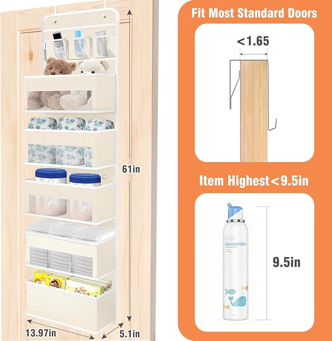 Over The Door Organizer Storage Large Capacity Hanging Bedroom Storage | 6 - Image 2