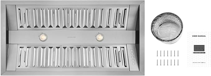 Hauslane Range Hood Insert 40 Inch Pro-Style - Stainless Steel Built-In Vent with 800 CFM Suction, Quiet Operation, LED Lights, 3-Speed Fan, 21" Deep, Ducted/Ductless Convertible for Insert Mount