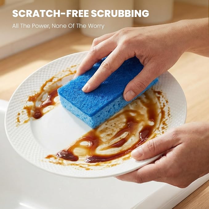 Metflavor Kitchen Sponges, Dual-Sided Non-Scratch Scrub Sponge | Dish Scrubber - Image 4