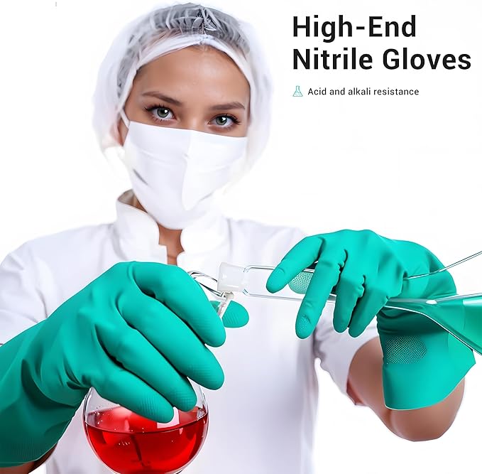 ThxToms Chemical Resistant Nitrile Gloves, Latex Rubber Free, 1 Pair, L | 15mil - Image 4
