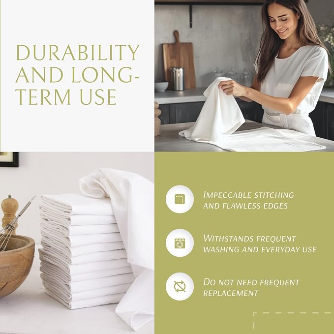 Wealuxe Flour Sack Towels for Kitchen, 18 Pack, 28x28 - Image 4