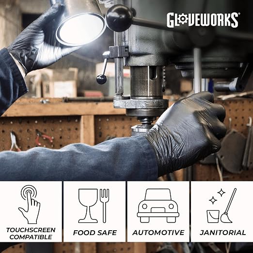 GLOVEWORKS Nitrile Gloves Disposable 5 mil Black Size Large Box of 100 - Image 5