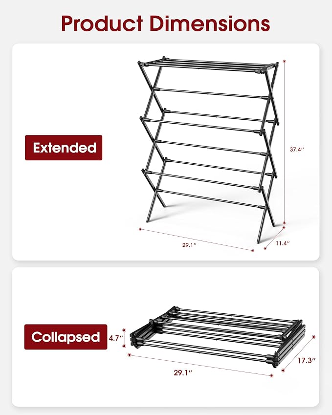 Sakugi Foldable 3-Tier Clothes Drying Rack 37.4" H - Image 3