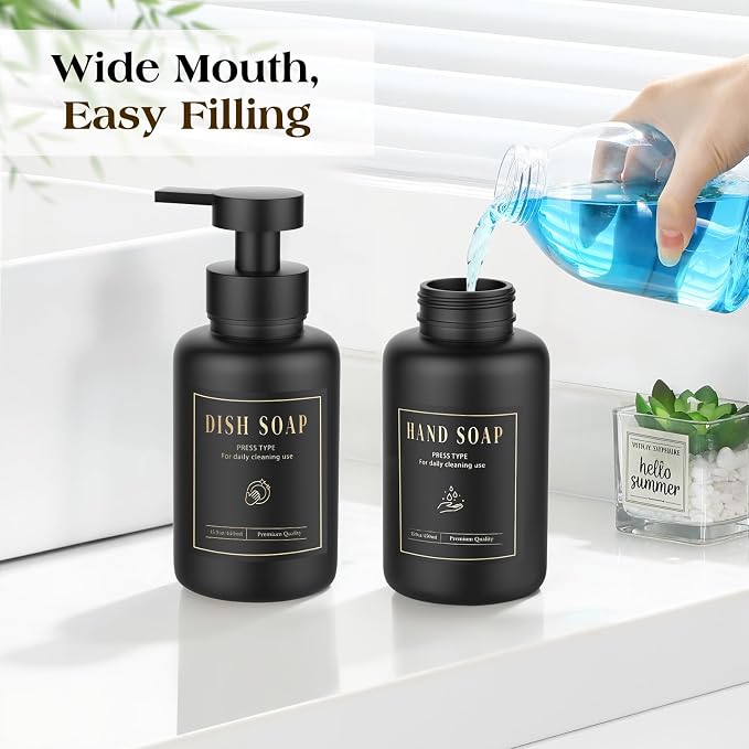 Luxspire Glass Foaming Soap Dispenser 15oz Hand Soap Bottle, 2 Pack | Anti-drip - Image 4
