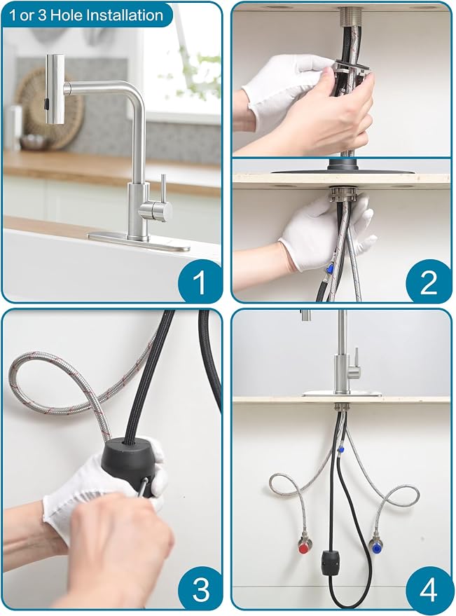 Kitchen Faucets with Pull Down Sprayer, Waterfall Kitchen Sink Faucet, - Image 8