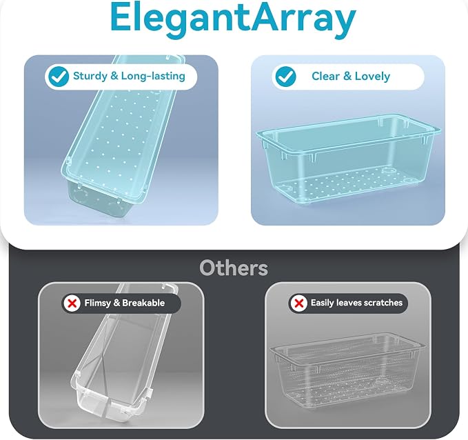ElegantArray 12 PCS Drawer Organizer Set, Makeup Organizers, Sea Blue | 4 Sizes - Image 4