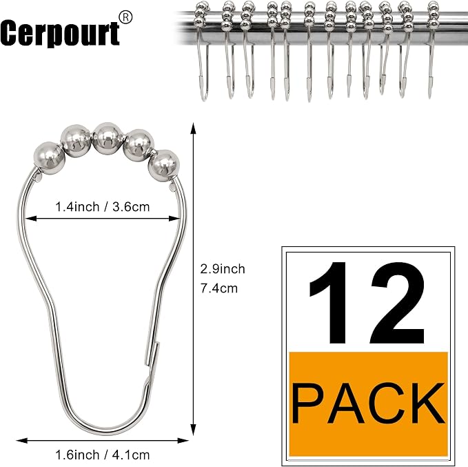 Shower Curtain Hooks Rings, Free Sliding Shower Hooks - Image 2