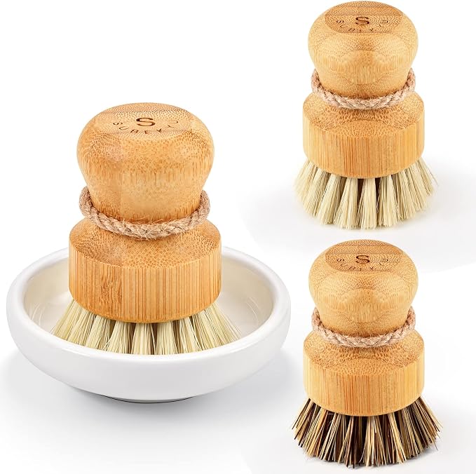 SUBEKYU Bamboo Dish Scrub Brush, Produce Brush, 3 Pack by SUBEKYU