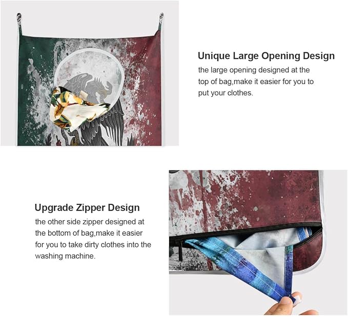2PCS Hanging Laundry Hamper Bag Over the Door Laundry Hamper Wall Hamper Large - Image 4