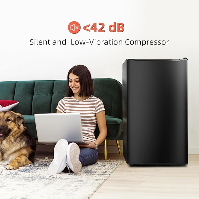 Black Upright freezer 3.5 Cu.ft, Compact Mini Freezer with Stainless Steel Reversible Door, 3 Adjustable Thermostat(23°F to -13°F), Quiet Stand Up Freezer for Apartment/Bedroom