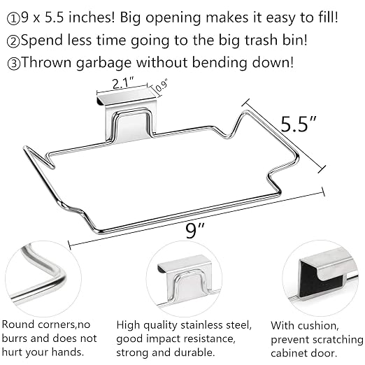 2 Pcs Large Stainless Steel Trash Bag Holder - Image 3