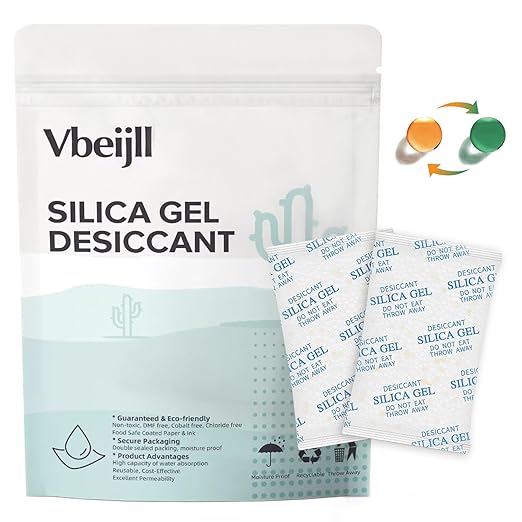 5 Gram (100 Pack) Color-Indicating Silica Gel Packets, Premium Food Grade Desiccant - Rechargeable Moisture Absorbers for Food Storage, Electronics, 3D Filament & Safes