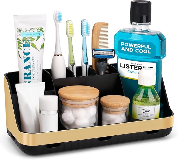 GFWARE Gold Toothbrush Holders for Bathrooms Countertop Organizer by GFWARE