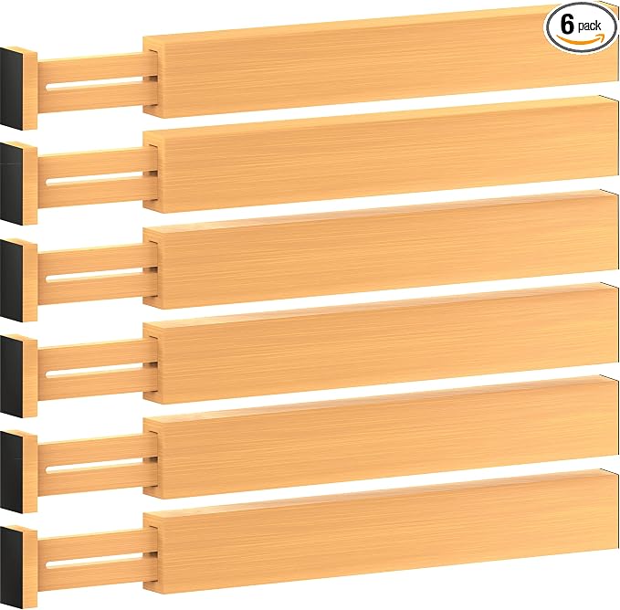 6-Pack Drawer Dividers 2.6-Inch High Dresser Drawer Organizer 16 to 22 Inch | by Bamb%C3%BCsi