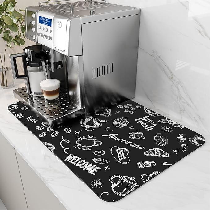 AMOAMI-Coffee Mat Hide Stain Rubber Backed Absorbent Dish Drying Mat by AMOAMI
