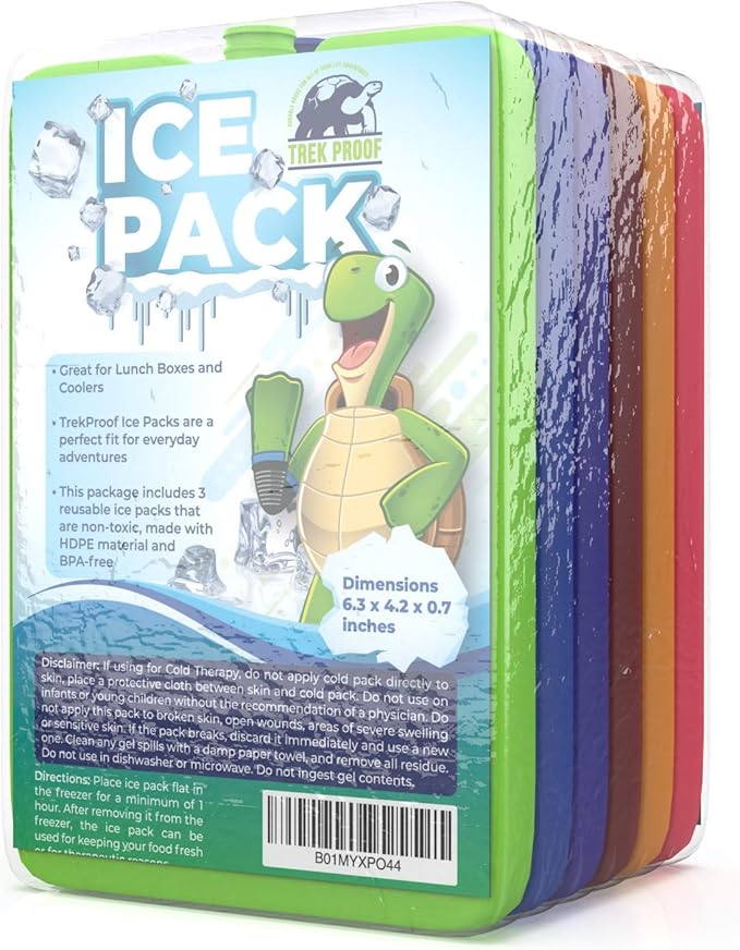 TrekProof Multicolor Lunch Bag Ice Packs, 6-Piece Set, Reusable and Eco-Friendly, Portable and Compact, Ideal for Travel, Camping, Picnics, and School