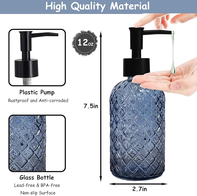 YYTSGG Blue Glass Dish Soap Dispenser - Image 2