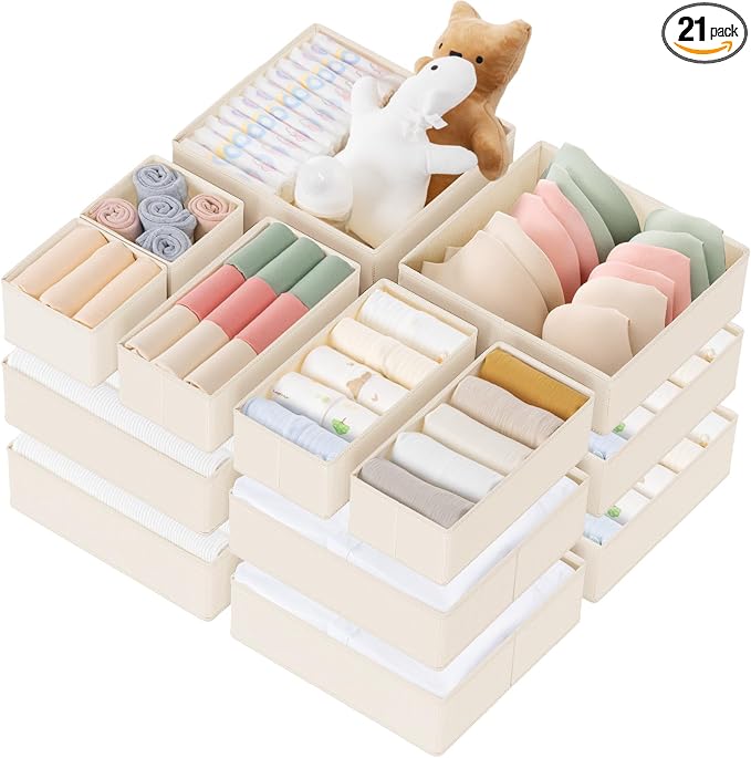 Drawer Organizer Clothes, 21 Pack Dresser Organizer by Criusia