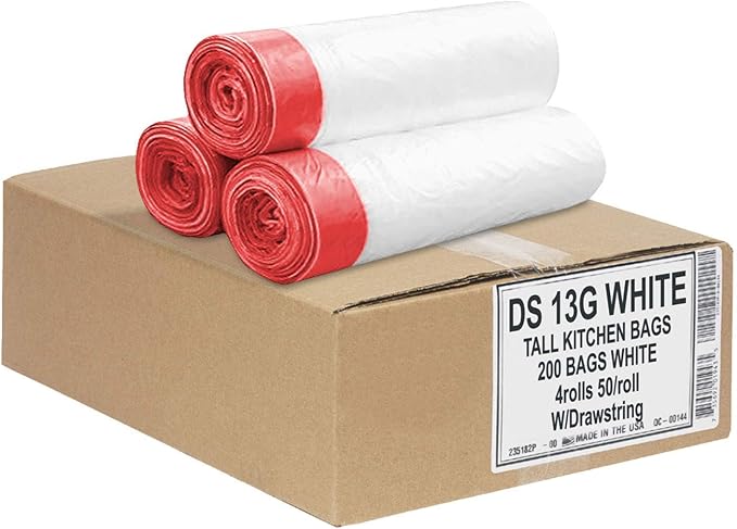 Aluf Plastics 13 Gallon Drawstring Trash Bags 0.9 MIL 24" x 27" by AlufPlastics