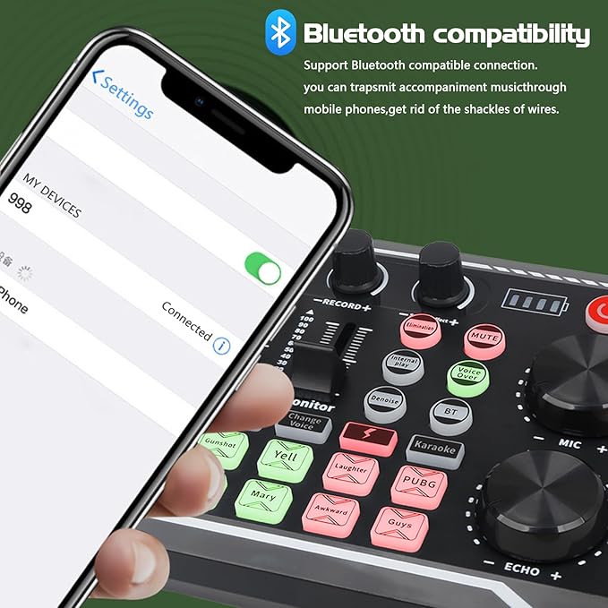 Professional Live Sound Card, Audio Mixer and Audio Interface with DJ Mixer Effects, Voice Changer - Studio Equipment for Streaming/Podcasting/Gaming