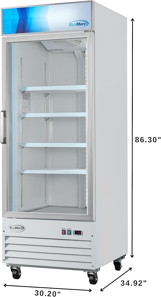 KoolMore 31 in. Commercial One Glass Door Display Upright Freezer Merchandiser in White 23 Cu. Ft. (MDF-1GD-23C-WH)