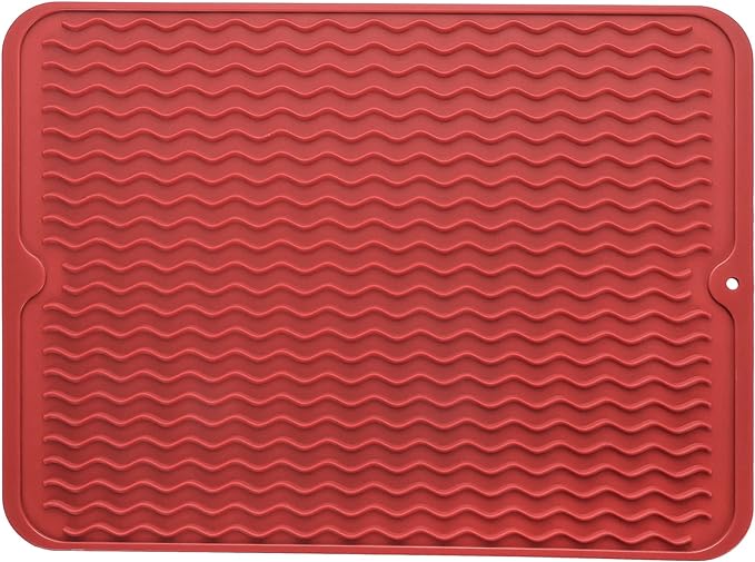 MicoYang Silicone Dish Drying Mat — Quick-Dry Ridges Counter & Sink Pad by MicoYang