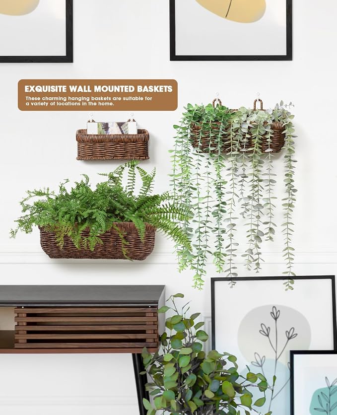 AceList Wall Hanging Basket, Boho Style Hand-Woven Hanging Storage Baskets - Image 6