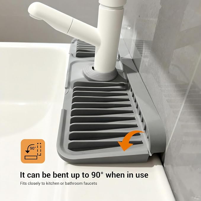 ZJWZLG Faucet Mat for Kitchen Sink, Snap-On Design & 7°slope Fast Drain - Image 3