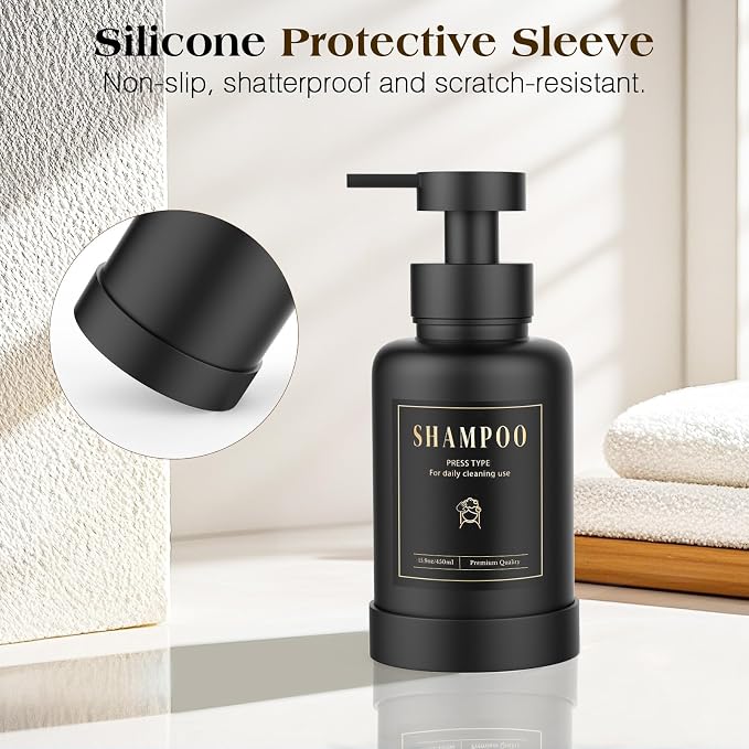 Luxspire Glass Foaming Soap Dispenser 15oz Hand Soap Bottle, 2 Pack | Anti-drip - Image 5