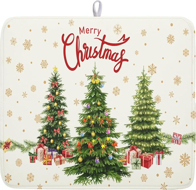 Merry Christmas Dish Drying Mats by Kawani