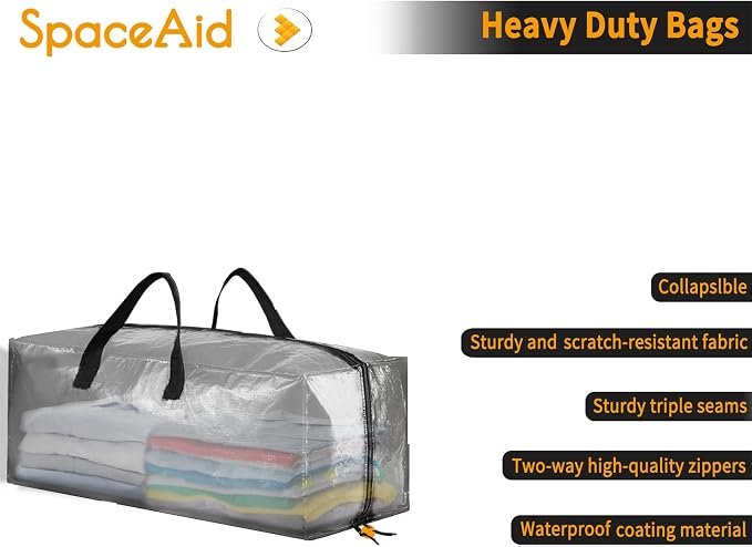 SpaceAid Heavy Duty Moving Bags, Extra Large Storage Totes W/Backpack Straps - Image 6