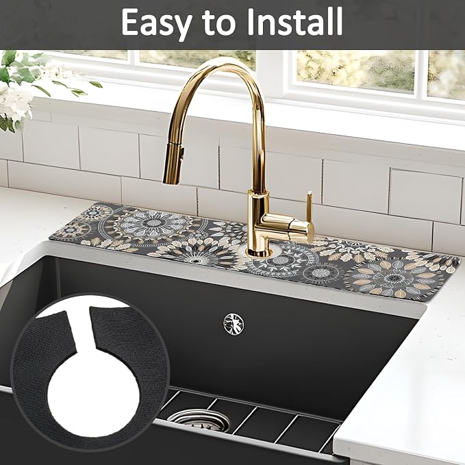 2PCS 24" X 5.5" Kitchen Sink Splash Guard Faucet Mat Mandala Super Absorbent - Image 5