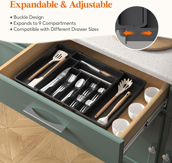 Lifewit Expandable Silverware Drawer Organizer, Kitchen Utensil Tray | BPA-free - Image 4