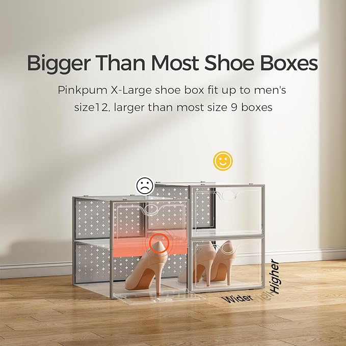 Pinkpum 15 Pack X-Large Shoe Storage Boxes, Shoe Organizer Clear Stackable - Image 3