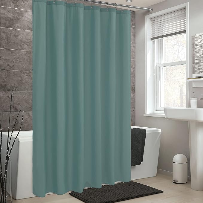 ALYVIA SPRING Extra Long Waterproof Fabric Shower Curtain Liner Teal - Image 6