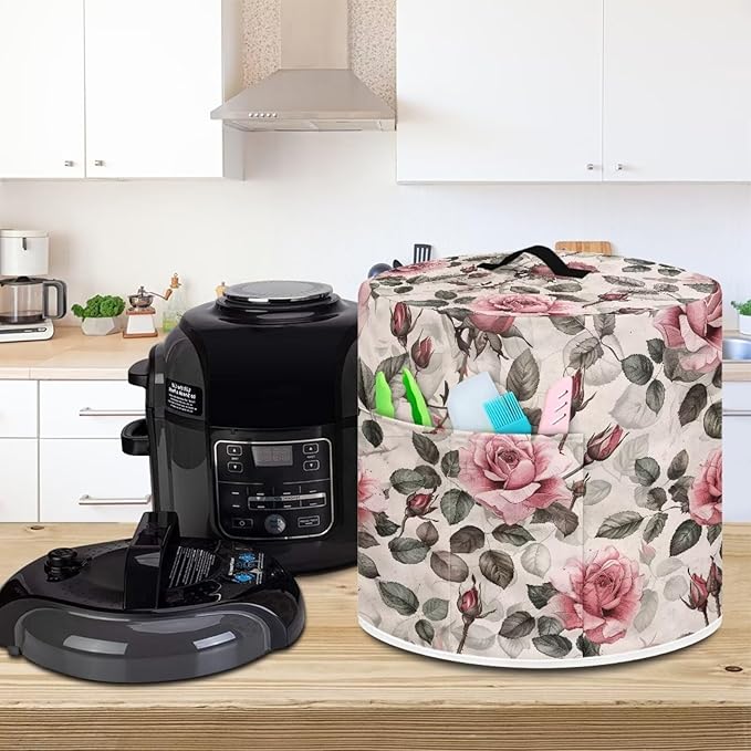 Pink Rose Dust Cover Instant Pot Heavy Duty Waterproof Dust Pressure Cooker Cover Case for Instant Pot Pressure Cooker Instant Pot Appliance Covers Pressure Cooker Size L