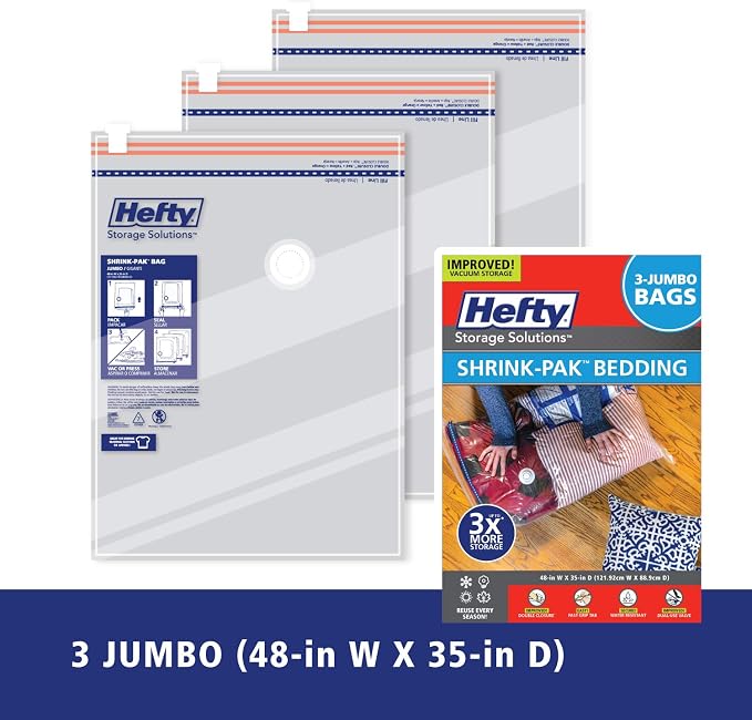 Space Bags Vacuum Storage Bags for Bedding Jumbo Compression 54 Pack Clear for - Image 3
