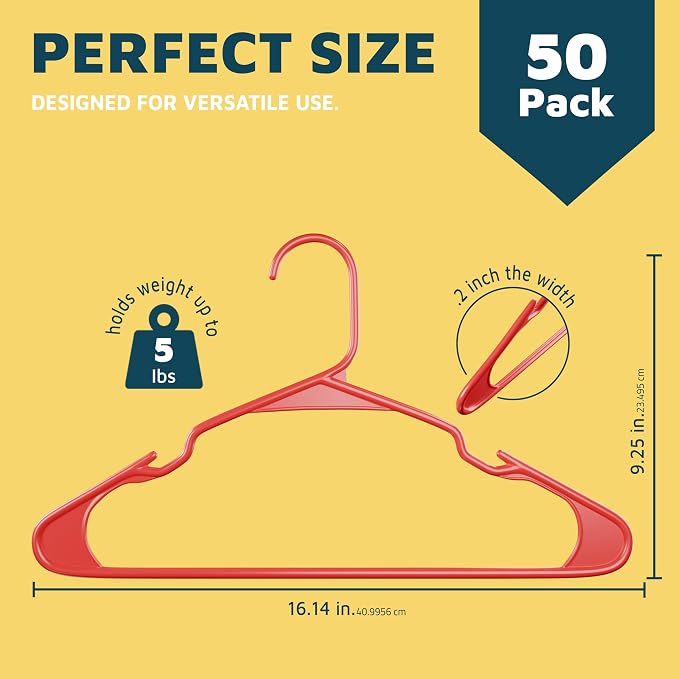 Lifemaster Plastic Clothes Hangers – Heavy Duty Hanger Set, - Image 2