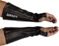 Arm Chaps Leather Protective Sleeves Arm Guard - Prevent Cuts, Scratches & Bruises - Genuine Cowhide - Ideal for Gardening & Construction - Left & Right Form-Fitting. Black (1 Pair/X-Large).
