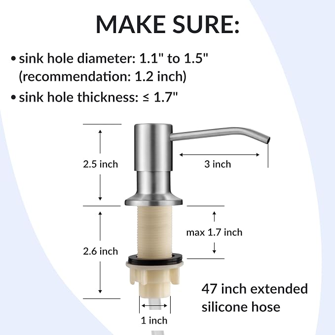 Soap Dispenser for Kitchen Sink, Stainless Steel Countertop Dish Soap Dispenser - Image 6
