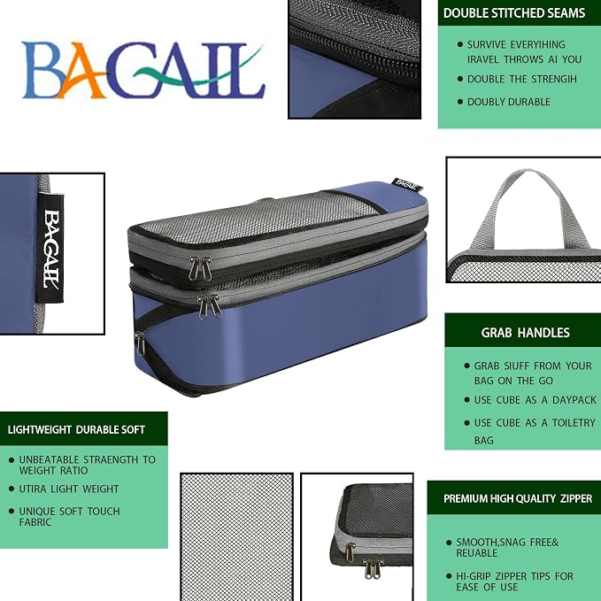 BAGAIL 4 Set/6 Set/8 Set Compression Packing Cubes Travel Accessories - Image 4